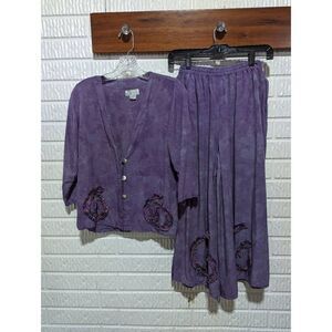 Kupu Kupu Women's Purple Tie Dye Rayon Capri Wide Leg Top & Pant Set Size Small